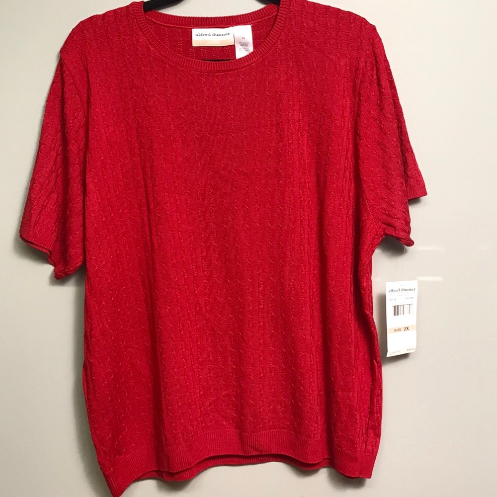 NWT Alfred Dunner Woman Red Short Sleeve Top 2X